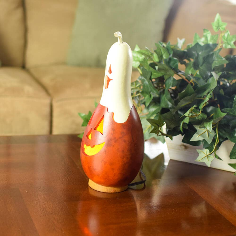 Hand-Crafted Gourd - Casper Jack Small Tall Lit - Fall Decor