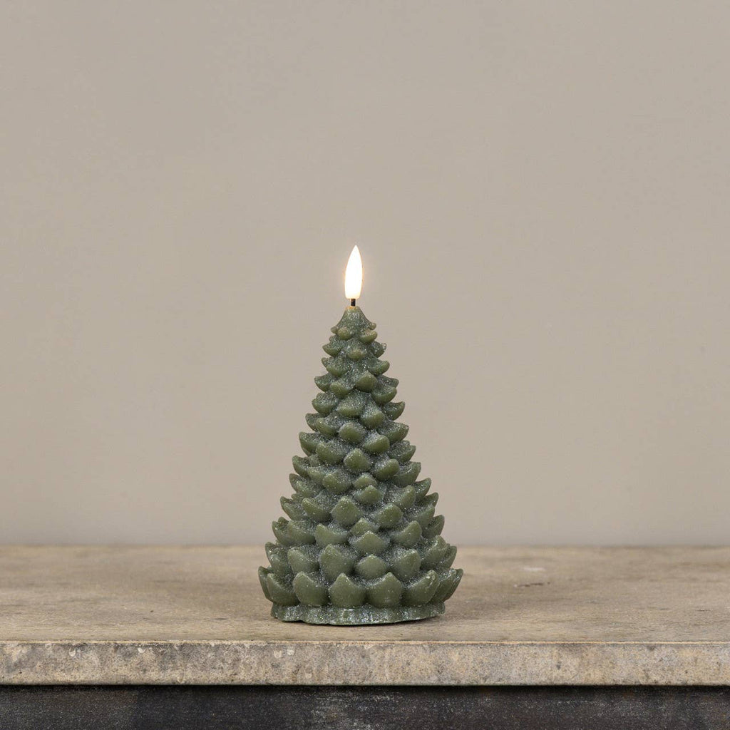 7" GREEN SHIMMER 3D FLAME BALSAM TREE CANDLE