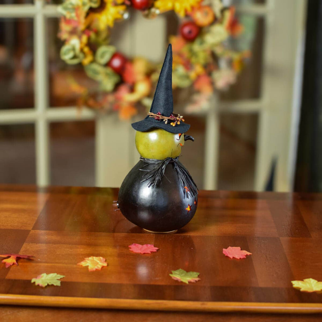 Hand-Crafted Witch Gourd - Fiona Medium Lit - Halloween