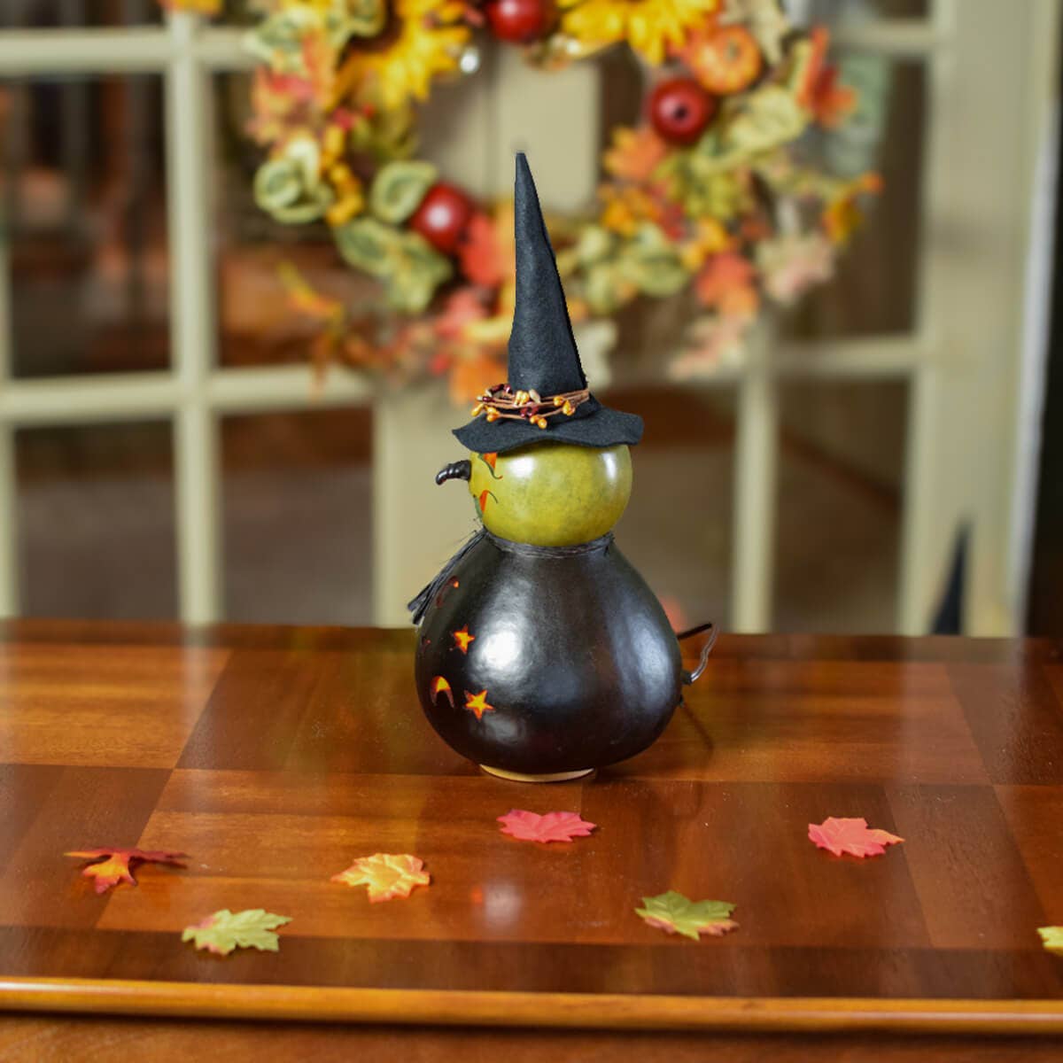 Hand-Crafted Witch Gourd - Fiona Medium Lit - Halloween
