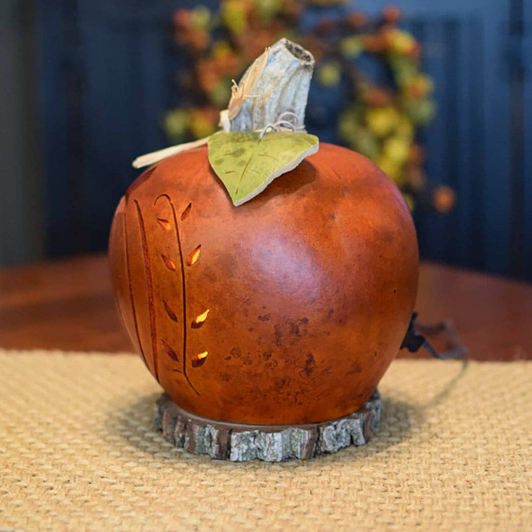 Hand-Crafted Gourd - Pumpkin Silhouette Lit - Fall Decor