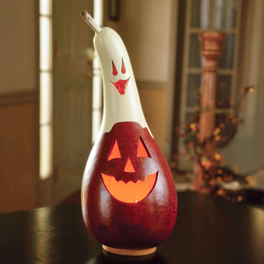 Hand-Crafted Gourd - Casper Jack Small Tall Lit - Fall Decor
