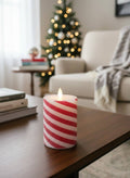 Candy Cane Moving Flame LED Candle 3x4in