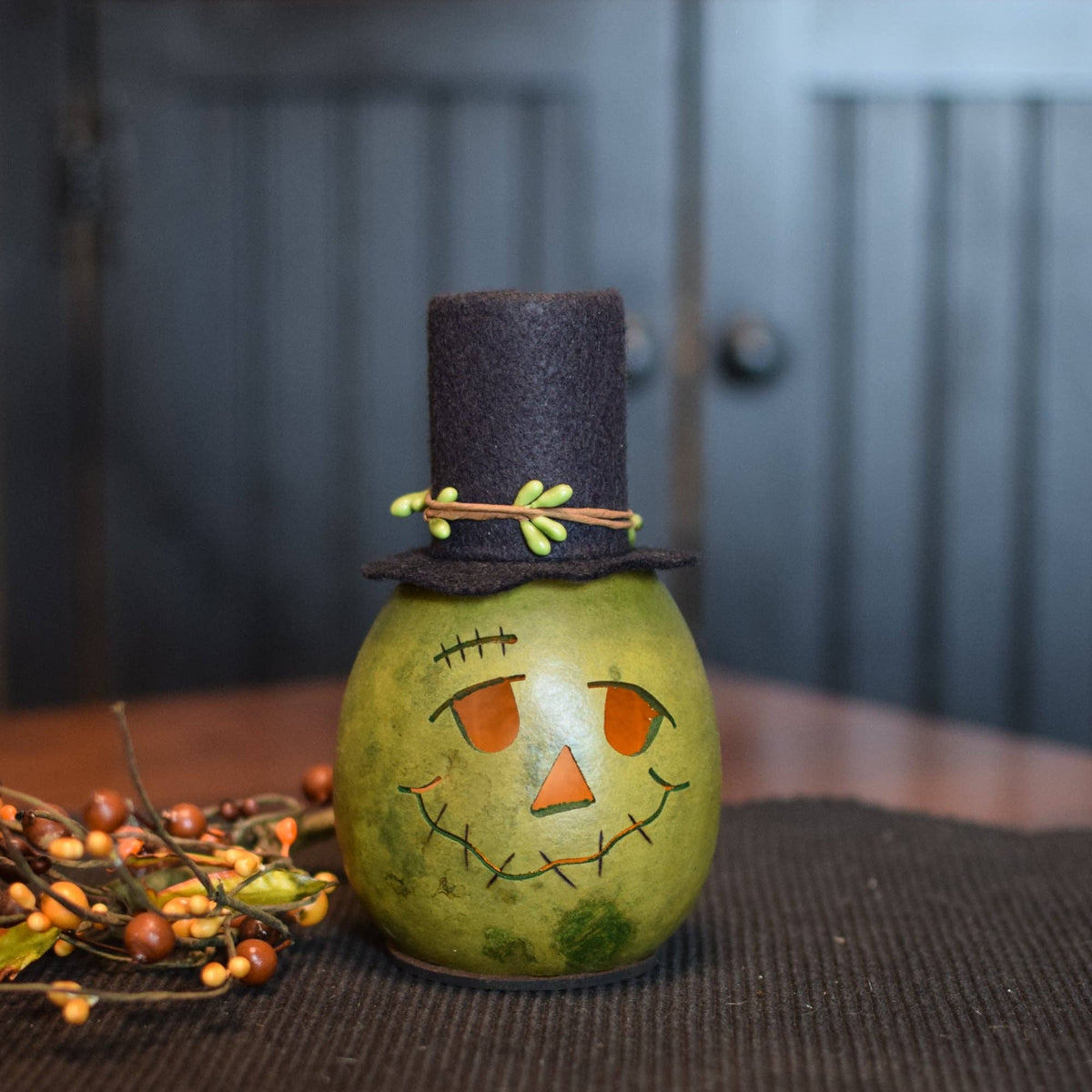 Hand-Crafted Gourd - Frank Miniature - Halloween Decor
