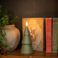 7.75" DARK GREEN 3D FLAME SMOOTH TREE CANDLE