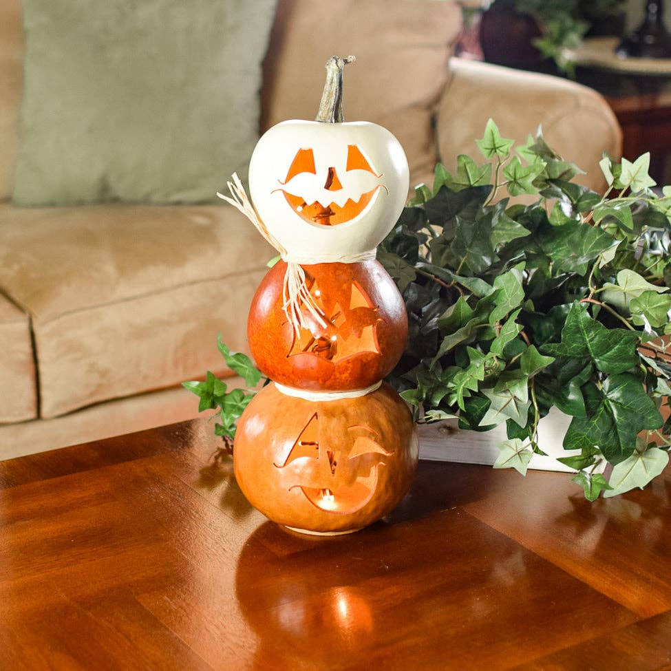 Hand-Crafted Tiered Gourd - Jack Stack Large Tall Lit