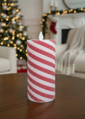 Candy Cane Moving Flame LED Candle 3x6in