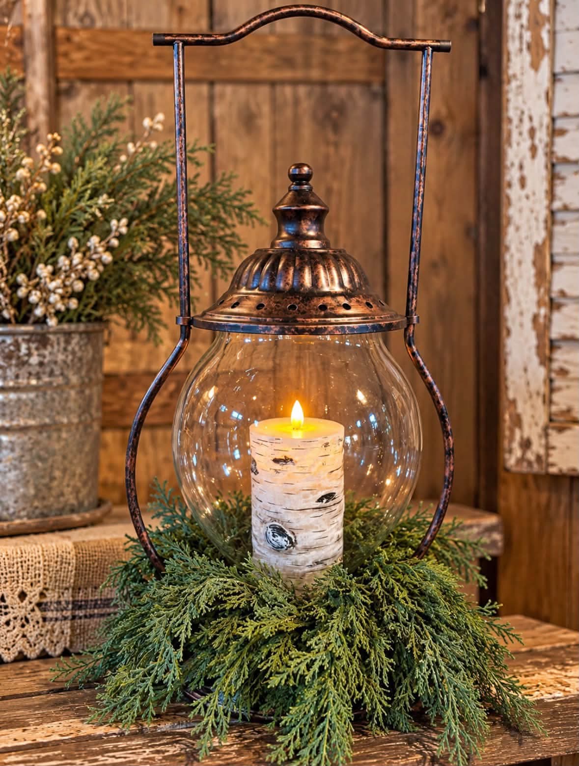 Rustic Brown Steeple Lanterns 10.25x21in