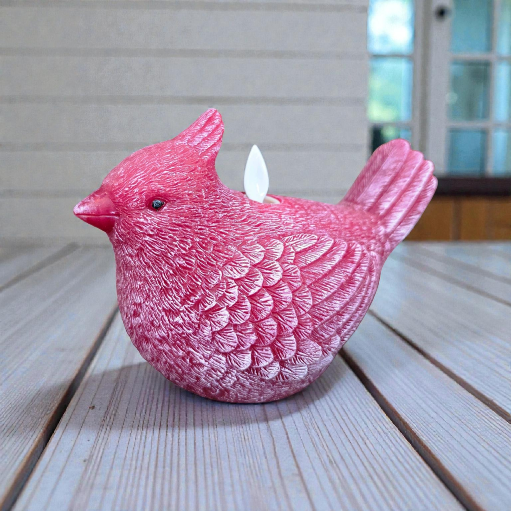 Cardinal Shaped Moving Flame LED Candle 6.1x4.3x3.5in