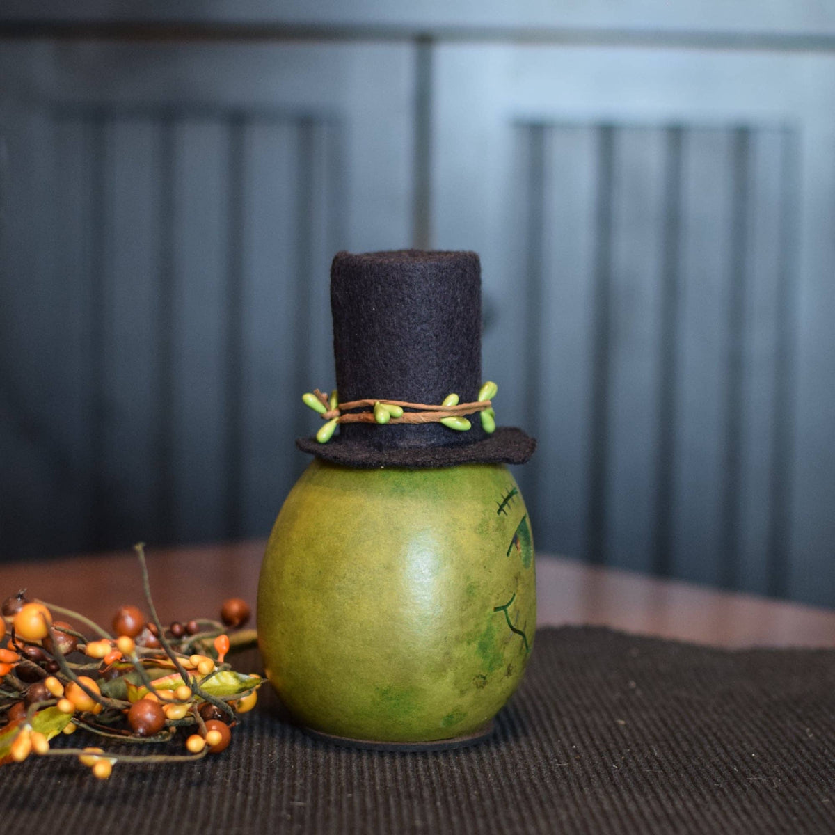 Hand-Crafted Gourd - Frank Miniature - Halloween Decor