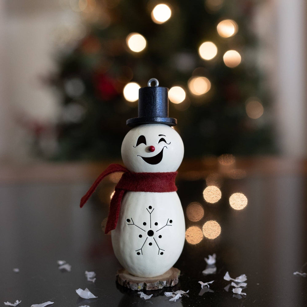 Hand-Crafted Snowman Gourd - Lil Blizzard - Winter Decor