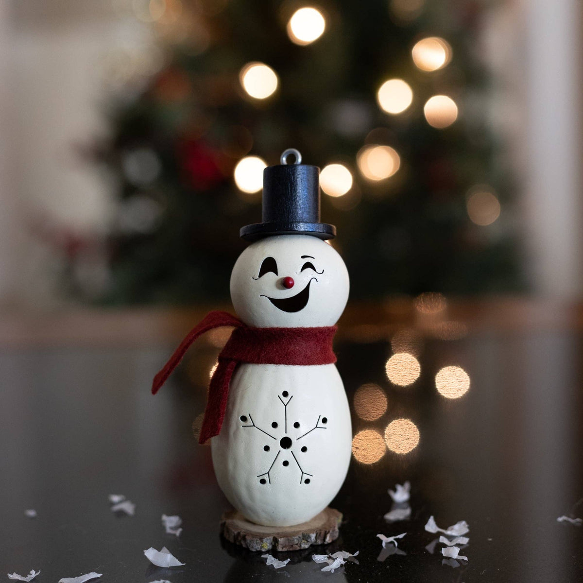 Hand-Crafted Snowman Gourd - Lil Blizzard - Winter Decor