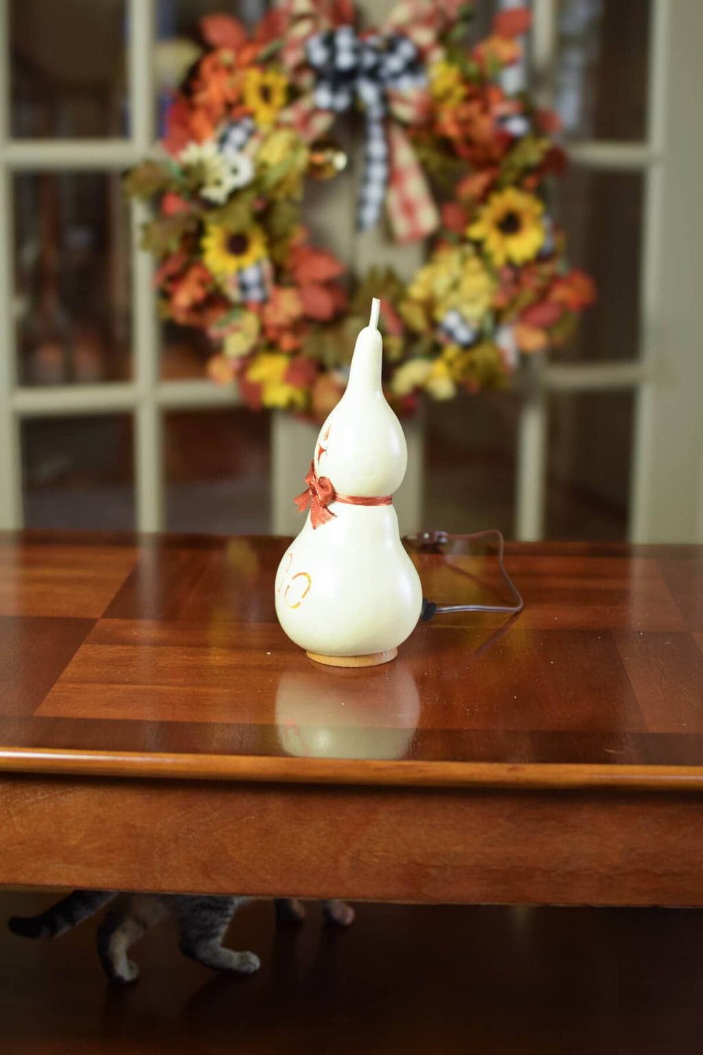 Hand-Crafted Ghost Gourd - Jake Small Tall Lit - Halloween