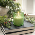 4" PINE GREEN DOTTED GLASS 3D FLAME CANDLE