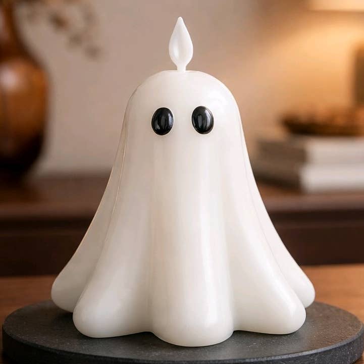 Ghost with Feet, Moving Flame Led Candle 5.3x5in