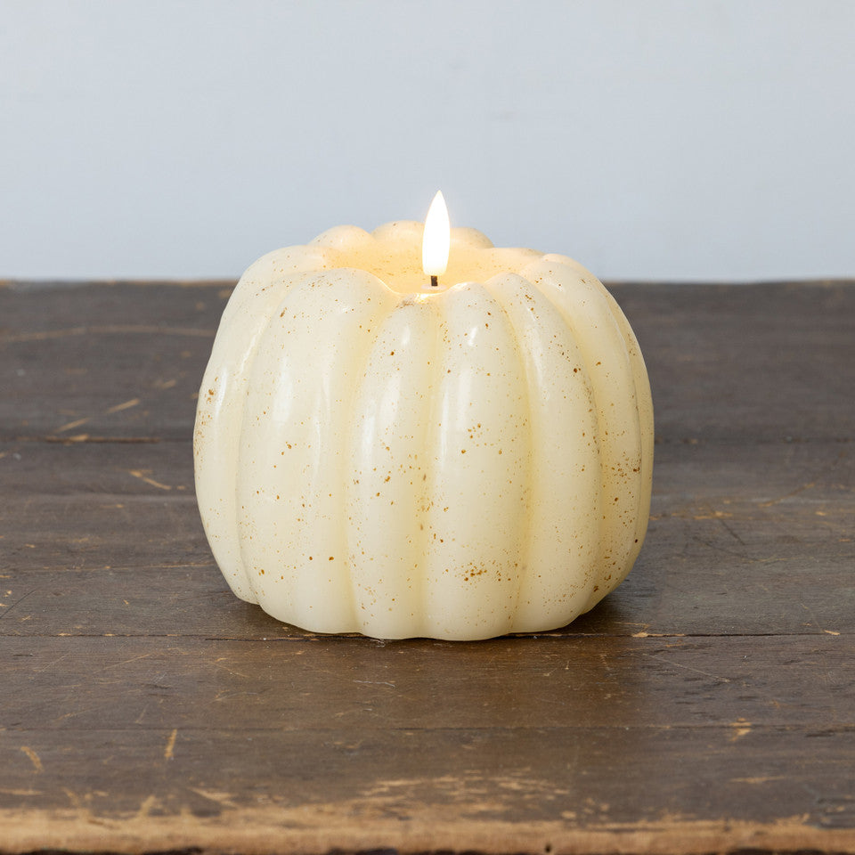 5" CREAM 3D FLAME PUMPKIN CANDLE