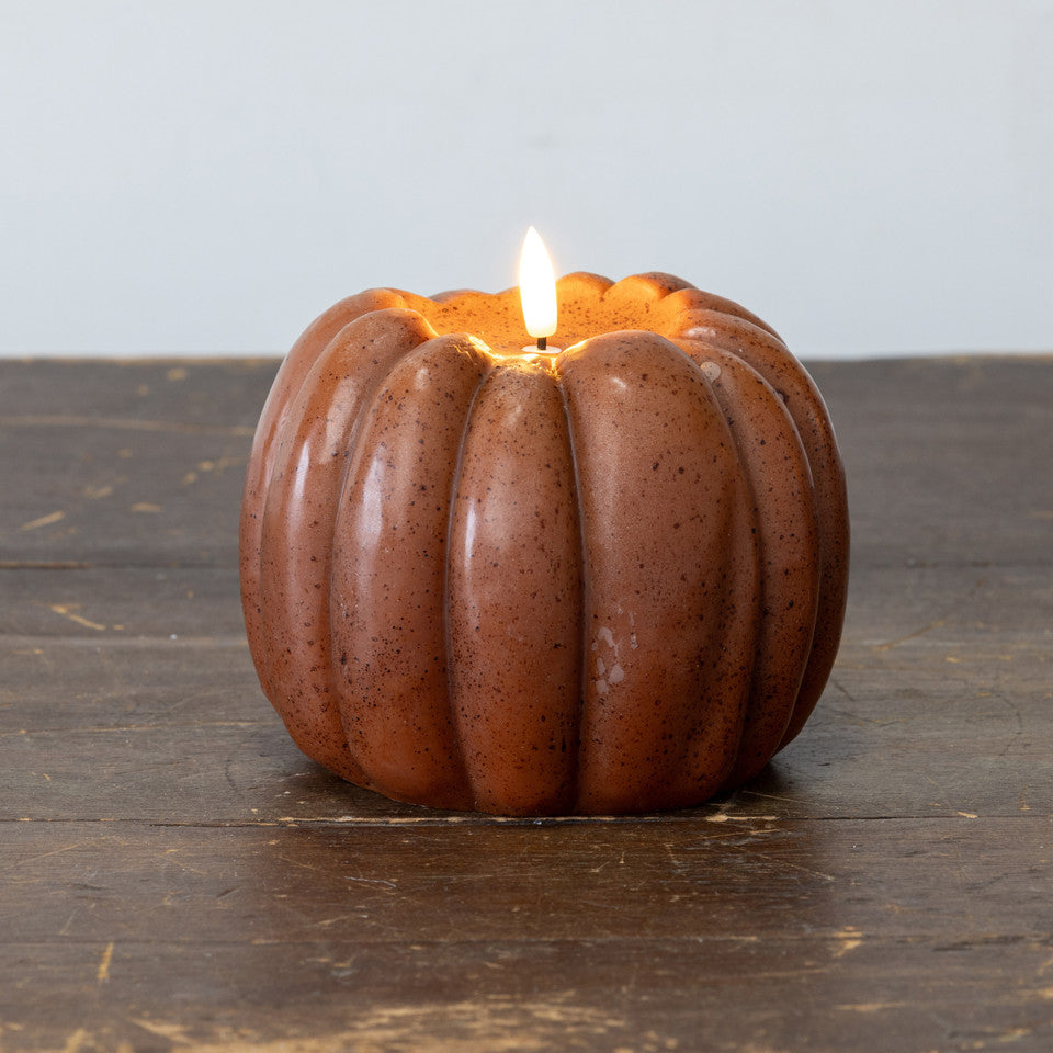 5" BRONZE 3D FLAME PUMPKIN CANDLE