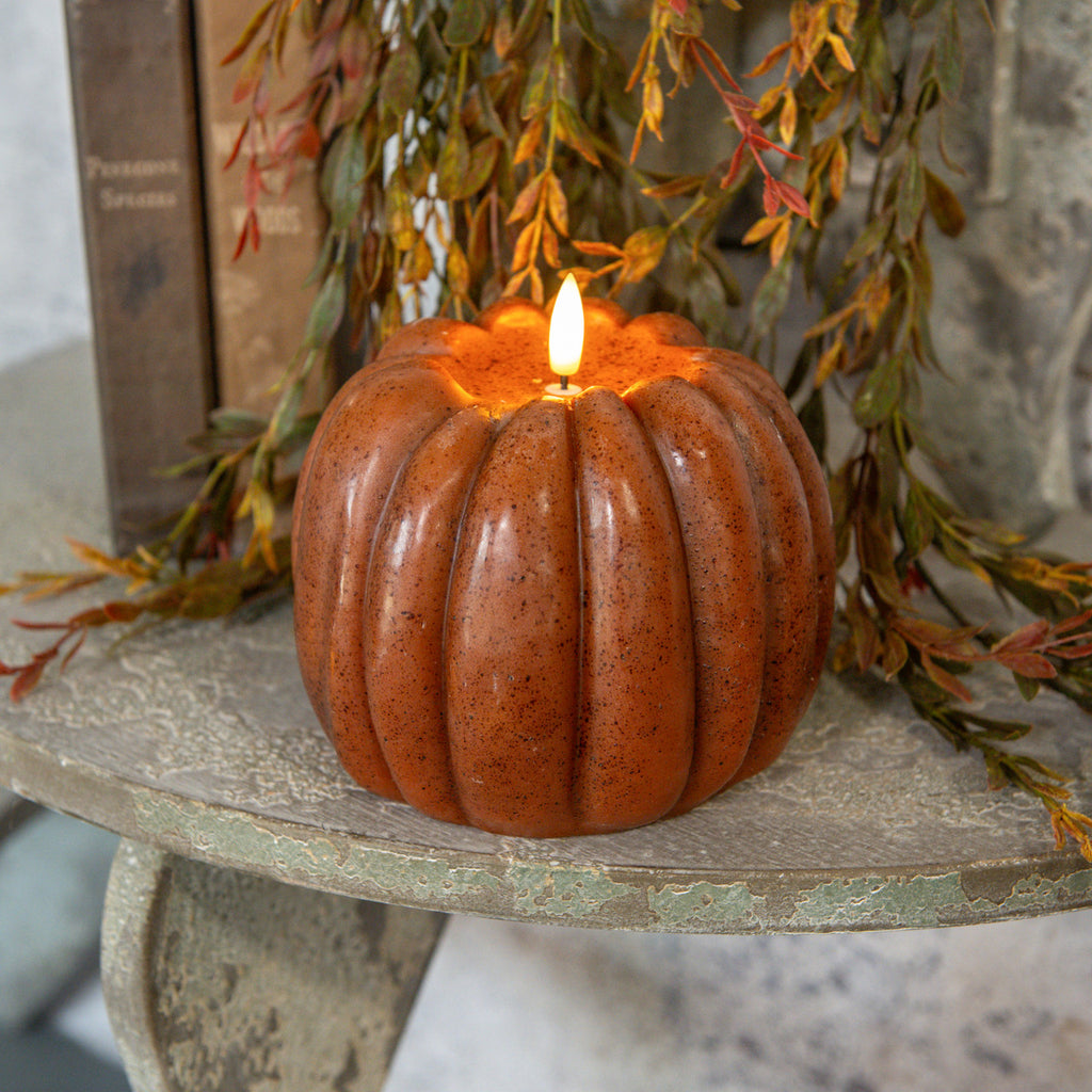 5" BRONZE 3D FLAME PUMPKIN CANDLE