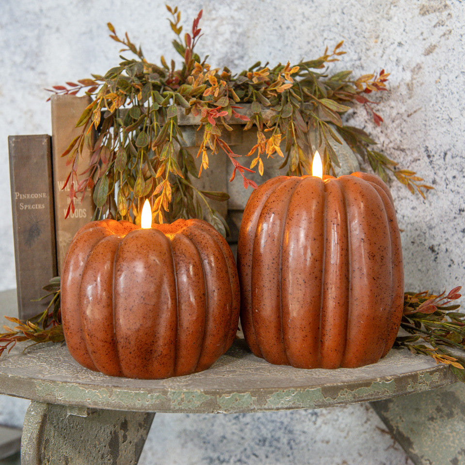 6.5" BRONZE 3D FLAME PUMPKIN CANDLE