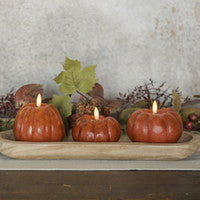 3.5" ORANGE 3D FLAME SHORT PUMPKIN CANDLE
