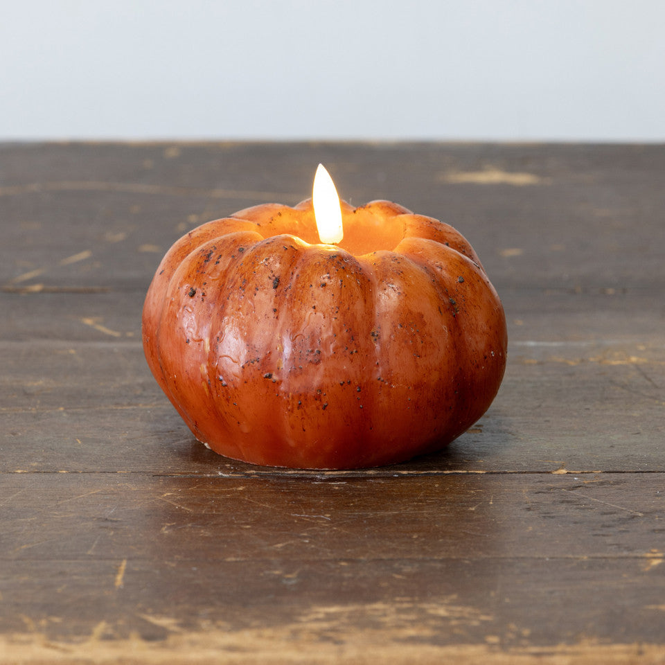 3.5" ORANGE 3D FLAME SHORT PUMPKIN CANDLE