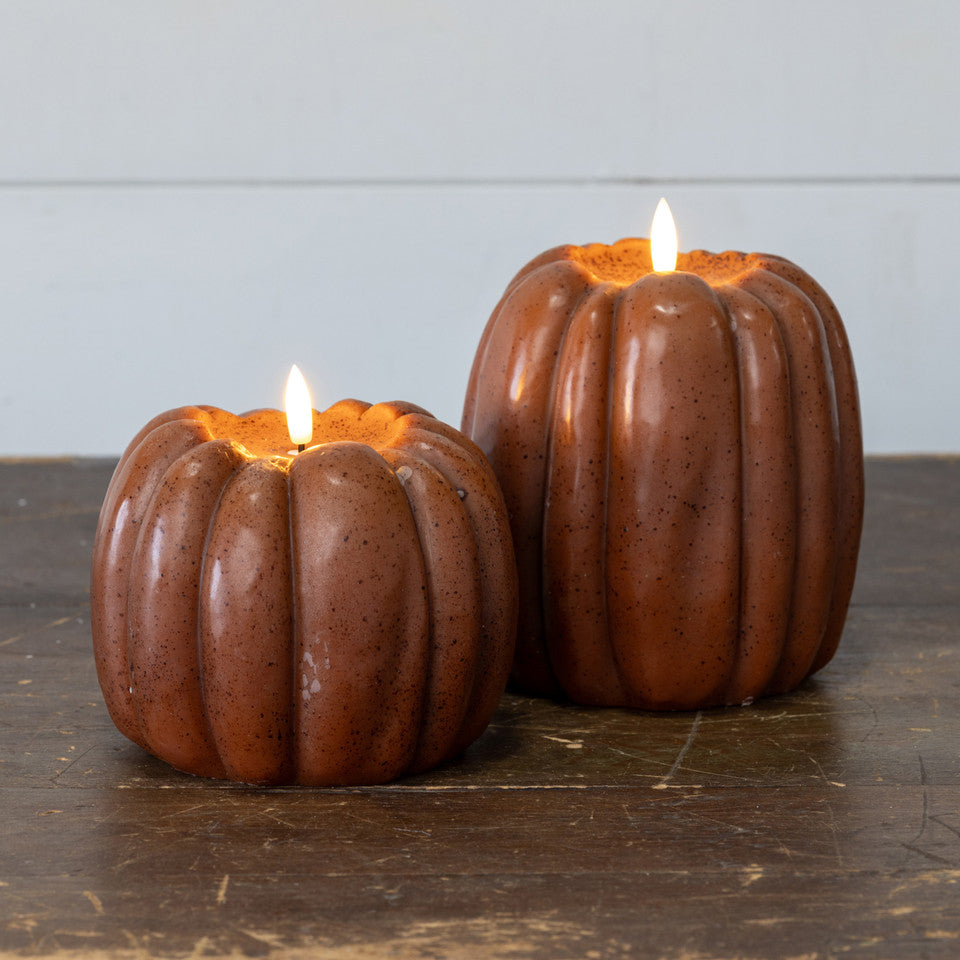 6.5" BRONZE 3D FLAME PUMPKIN CANDLE